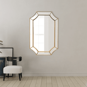 Besty Irregular Wall Mirror 60cm x 90cm Gold Solid Wood Decorative Accent