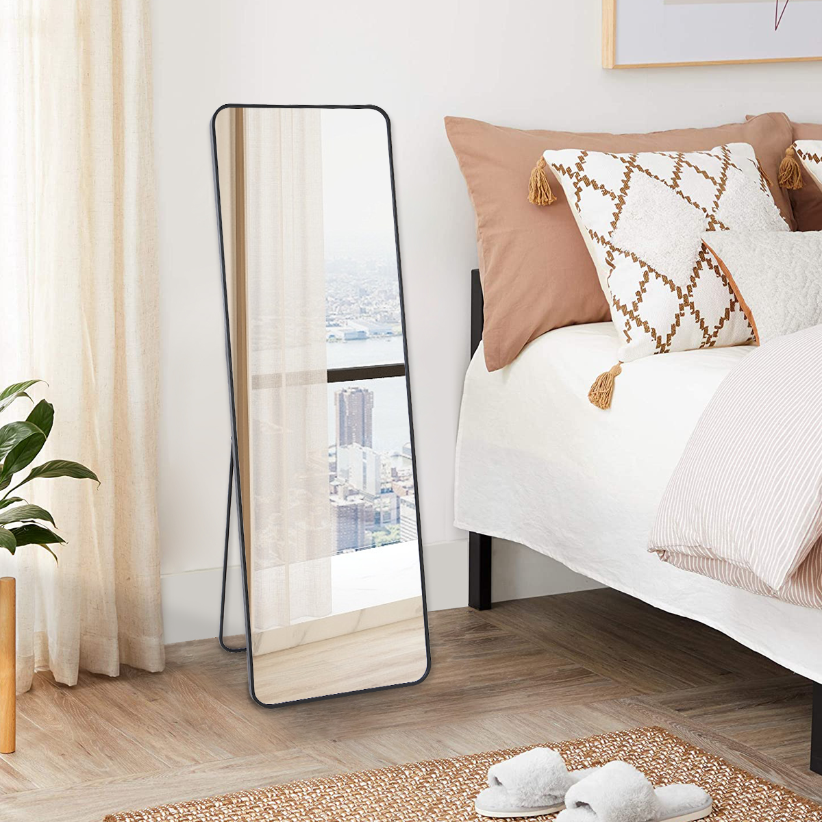 Crystal View Black Frame Full Length Mirror - FLM37