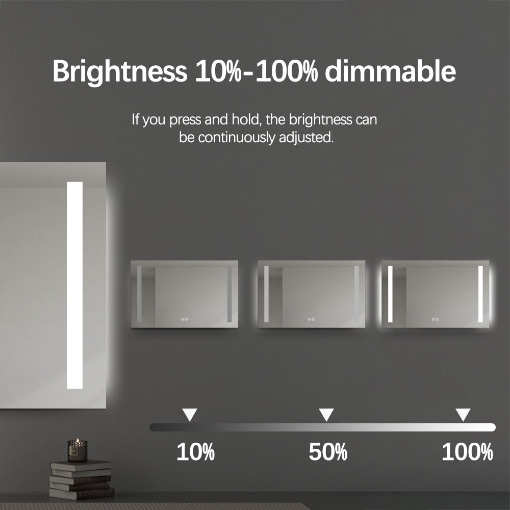 Rectangular Double-Sided Frosted Frontlit LED Mirror 75cm x 120cm Frameless Wall Mounted