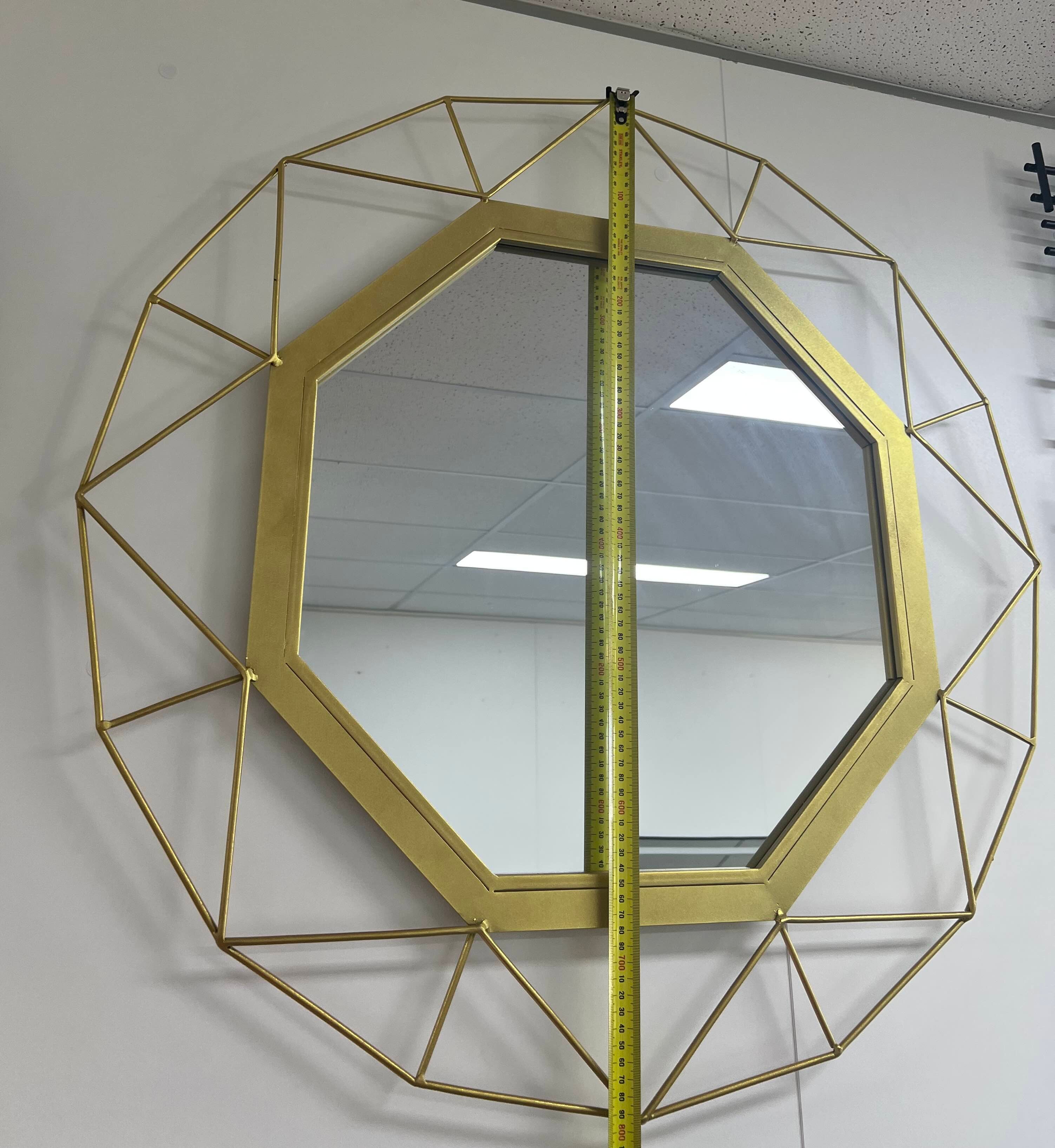 Besty Luxury Round Wall Mirror 80cm x 80cm Gold Metal Frame