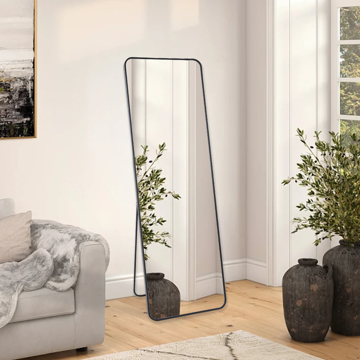 Crystal View Black Frame Full Length Mirror - FLM37