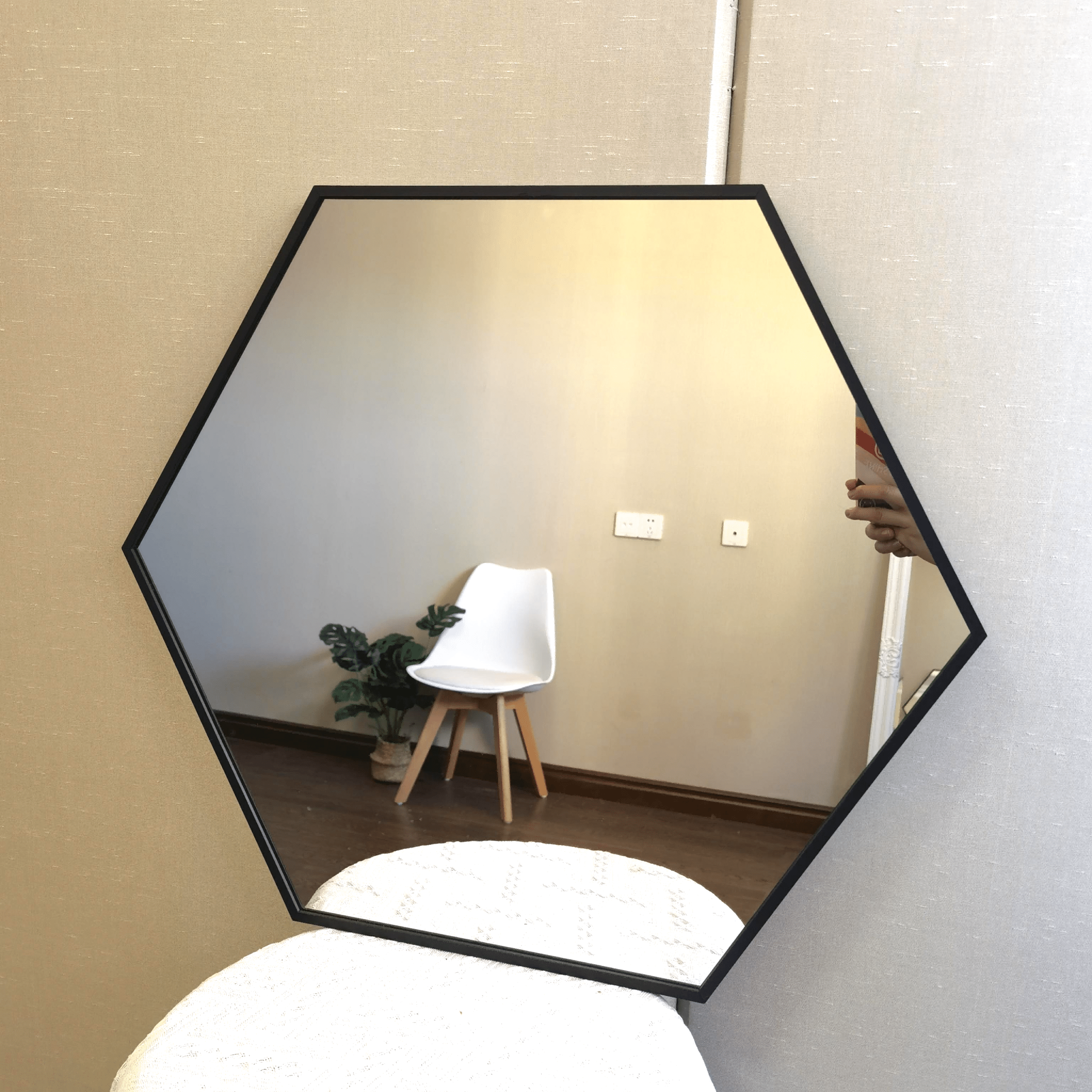 Besty Hexagon Wall Mirror 70cm x 81cm Black Aluminium Modern Décor