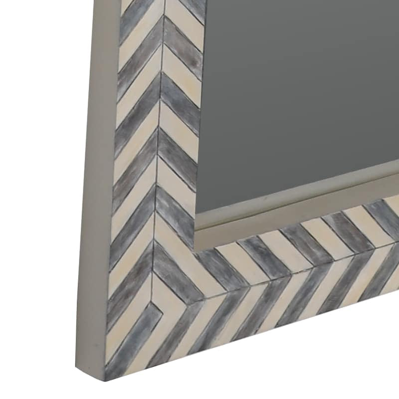 Zebra Fishbone Full Height Mirror 183cm x 76cm Brown Grey Wall Mount MDF Frame