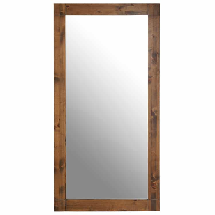 Nordic Full Length Rectangular Mirror 183cm x 91cm Yellow Brown Woodgrain Floor Mirror