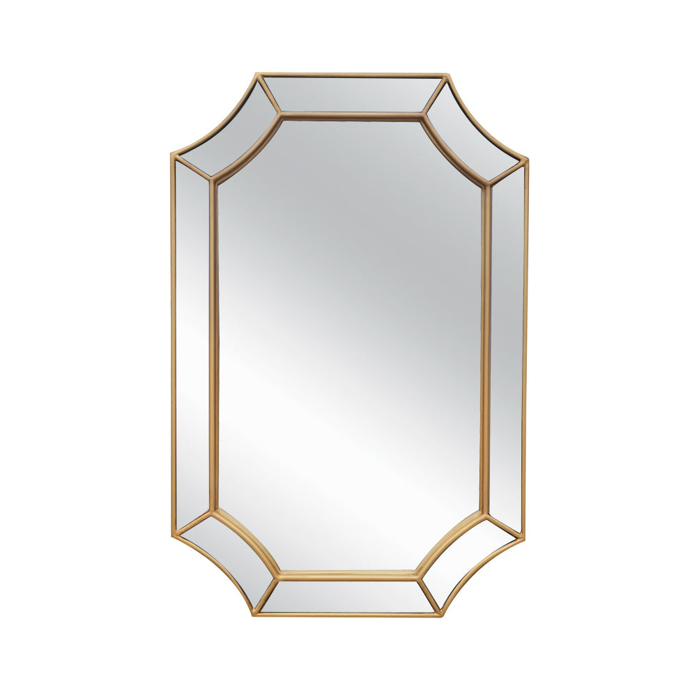 Besty Irregular Wall Mirror 60cm x 90cm Gold Solid Wood Decorative Accent