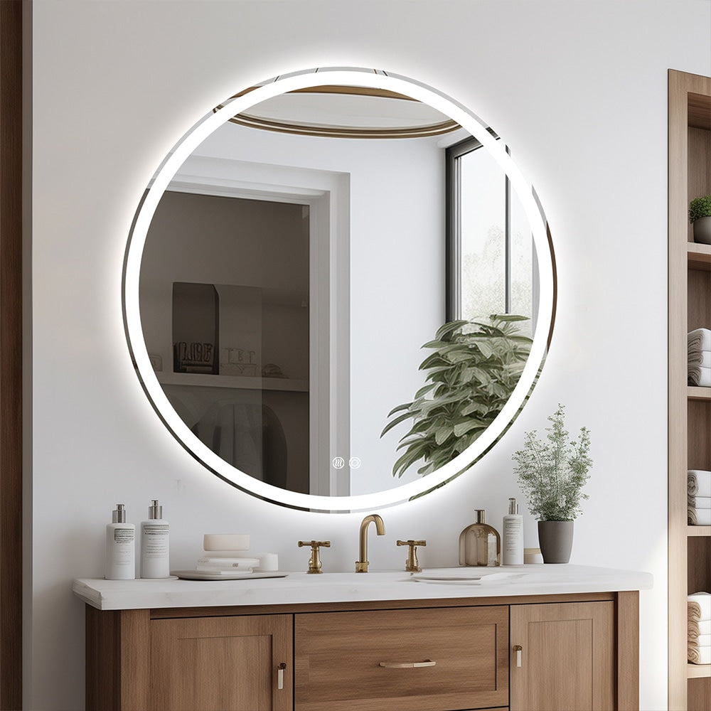 Round LED Mirror 80cm Frosted Defogger Dimmable 25mm Strip