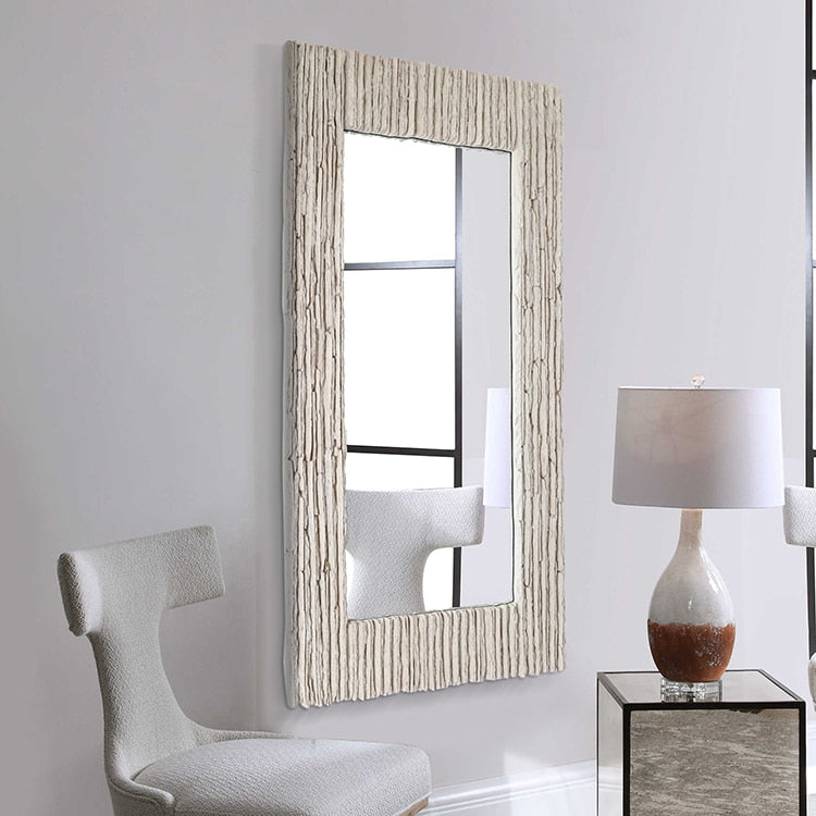 Contemporary Rectangular Wall Mirror 130cm x 64cm Grey Foam PU Frame