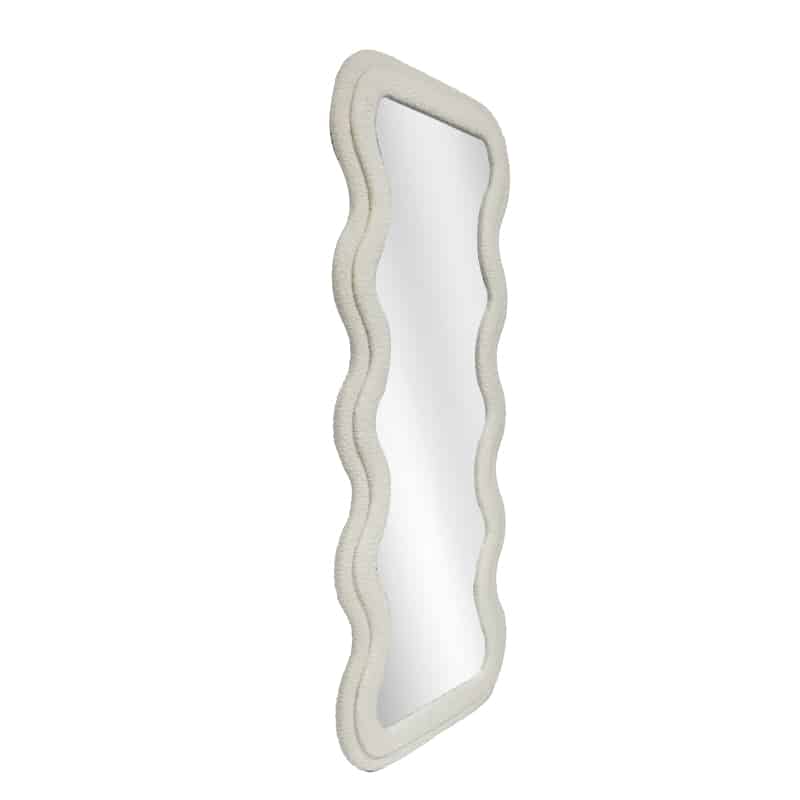 Modern Wavy Teddy Velvet Full Length Mirror 160cm x 60cm White Decorative Wall Mirror