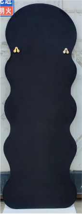 Modern Arched Wavy Velvet Full Length Mirror 160cm x 60cm Black Wall Mirror