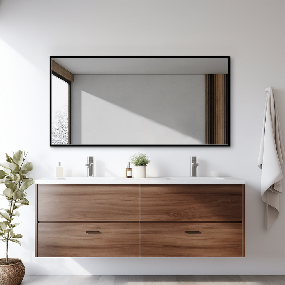 Black Framed Rectangular Wall Mirror Modern 50cm x 100cm Full-Length Mirror for Bedrooms Bathrooms Entryways