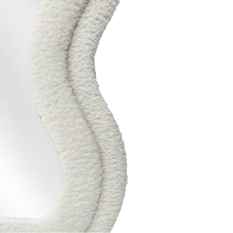 Modern Wavy Teddy Velvet Full Length Mirror 160cm x 60cm White Decorative Wall Mirror