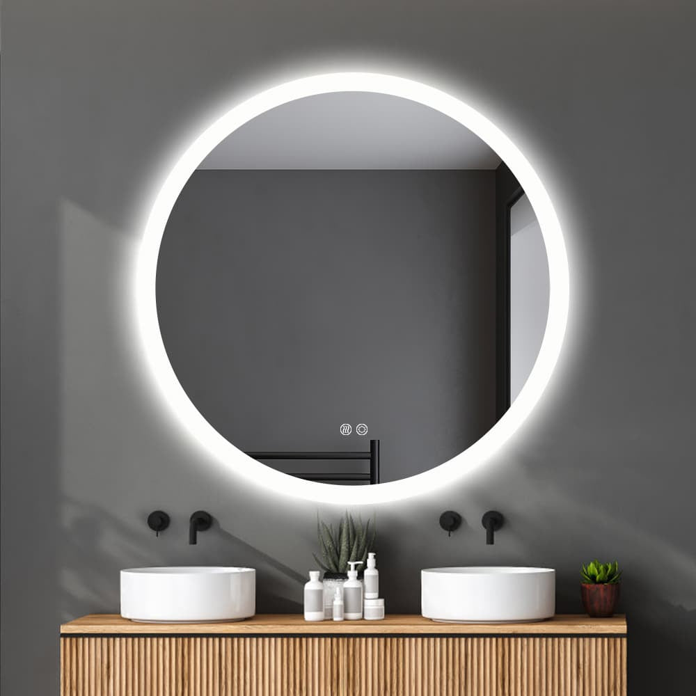 Round LED Mirror 60cm Frosted Defogger Dimmable 30mm Strip