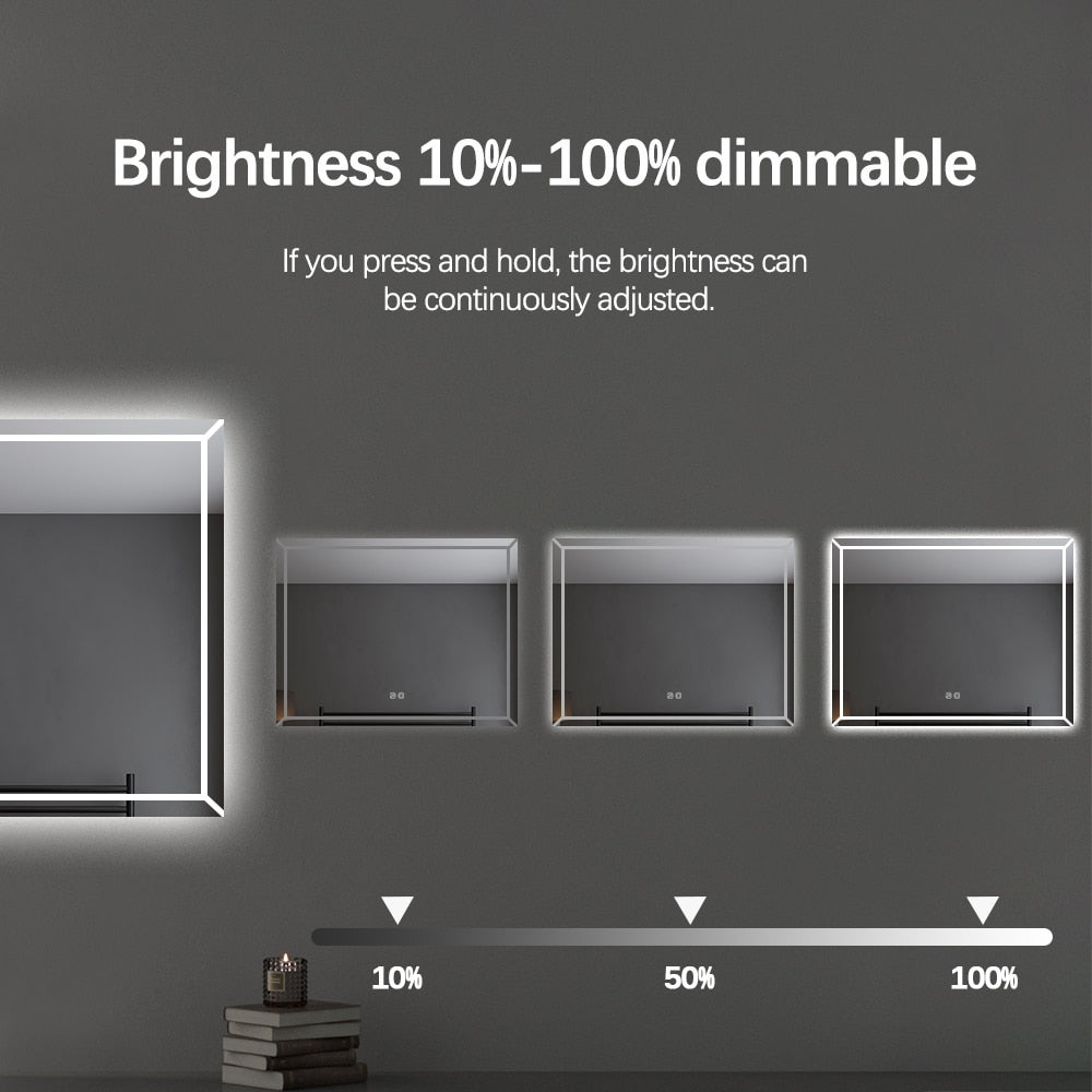 Rectangular Frosted LED Mirror Frontlit 70cm x 90cm Frameless