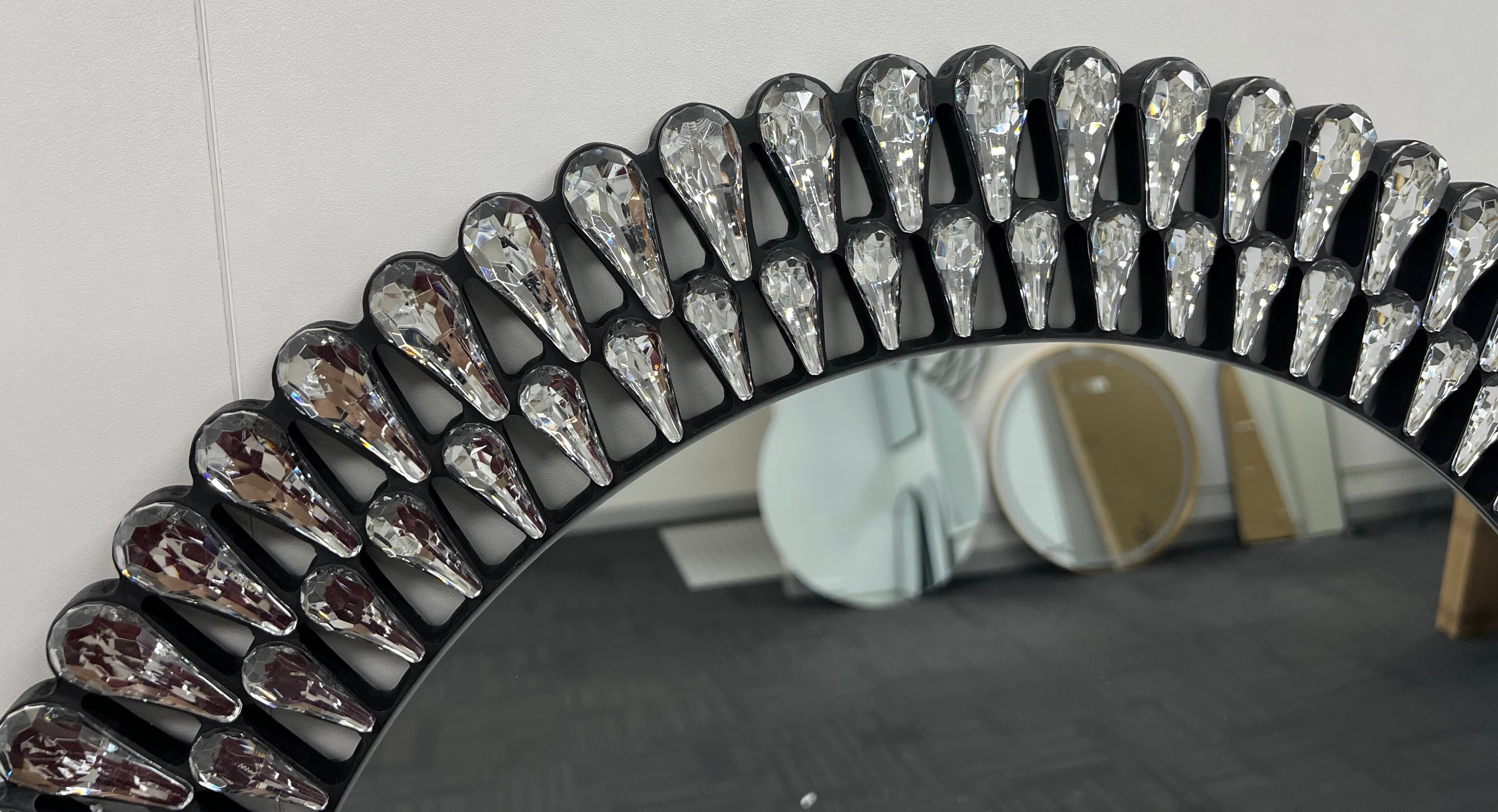Diamond Water Drop Arch Wall Mirror 150cm x 60cm Silver Acrylic Frame