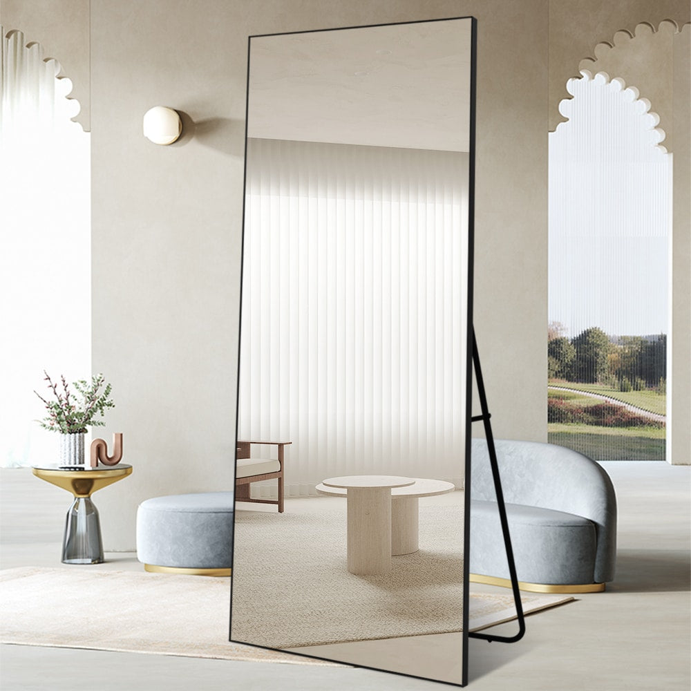 Rectangular Full Length Mirror 90cm x 190cm Black Large Modern Floor Mirror