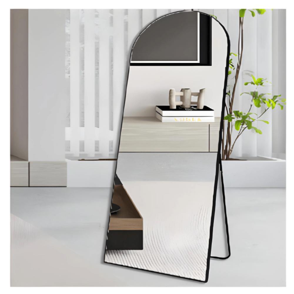Black Arched Full Length Mirror 80cm x 180cm Minimalist Floor Mirror with Aluminium Frame