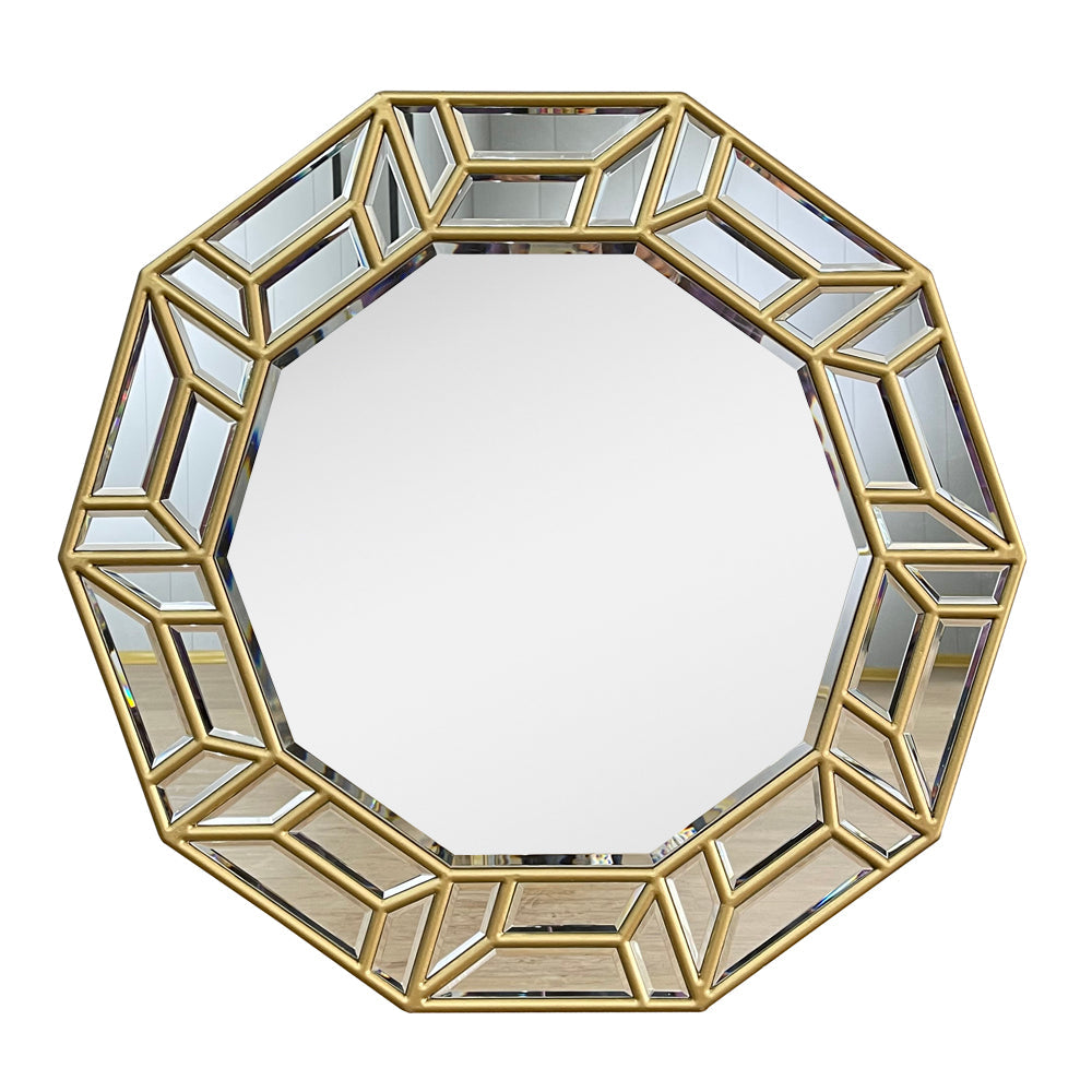 Besty Luxury Round Wall Mirror 80cm x 80cm Gold Decorative Frame