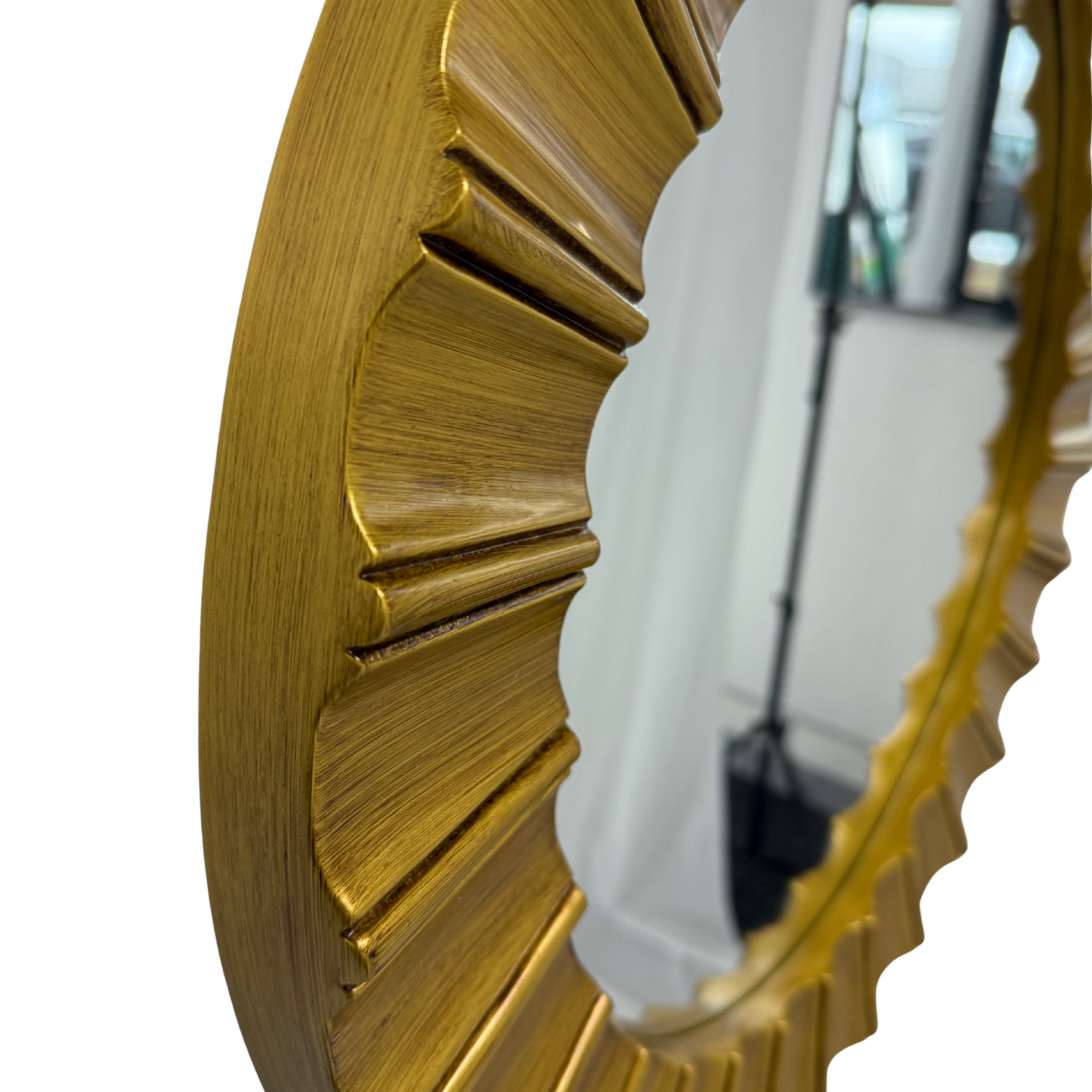 Round Modern Egypt Mirror 65cm Gold Wall Mount PU Frame Vintage Style