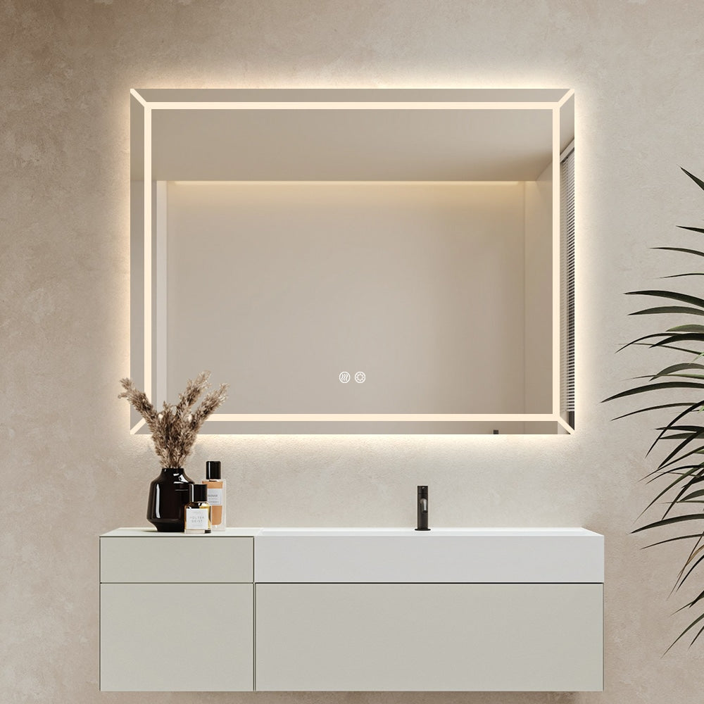 Rectangular Frosted LED Mirror Frontlit 70cm x 90cm Frameless