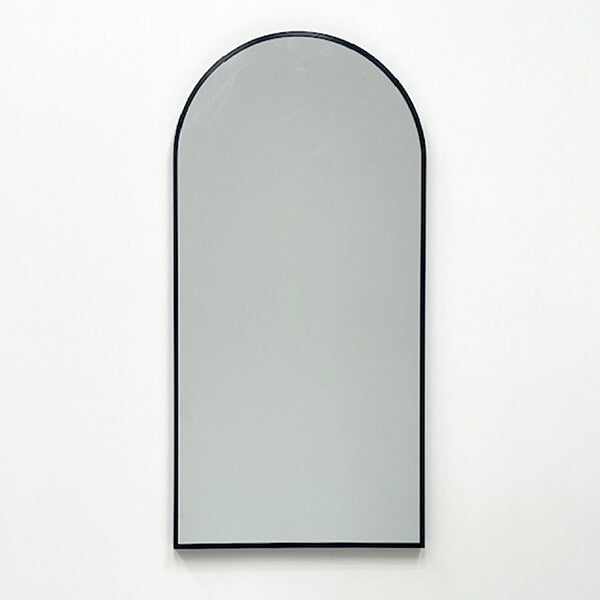 Arched Wall Mirror Black Aluminium Alloy Frame 50cm x 100cm Modern Full Body