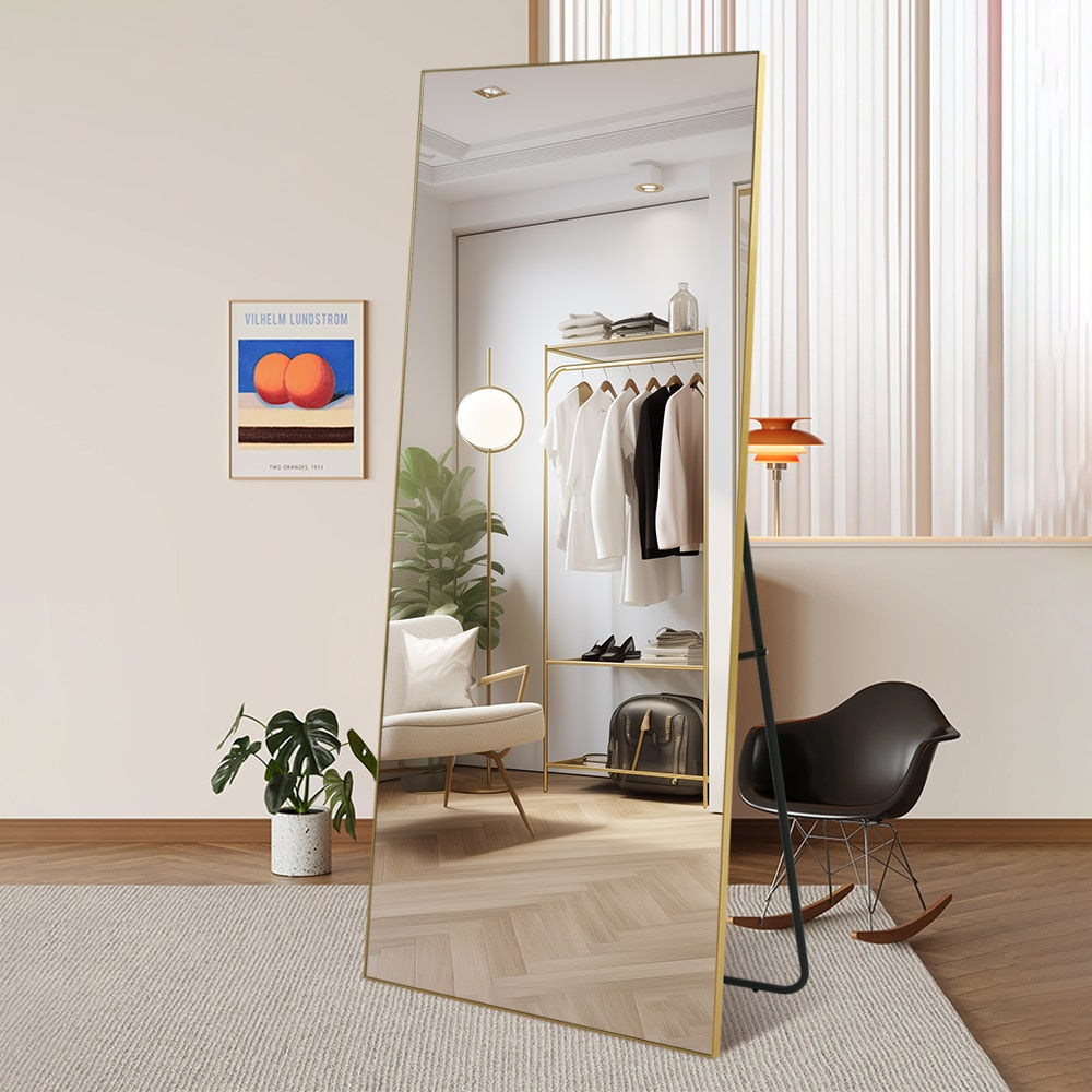 Rectangular Full Length Mirror 90cm x 190cm Gold Large Modern Floor Mirror