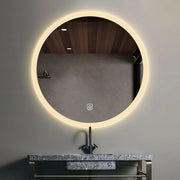 Round LED Mirror 90cm Frosted Defogger Dimmable 30mm Strip