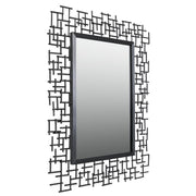Luxury Iron Frame Rectangular Mirror 107cm x 81cm Black Modern Wall Décor