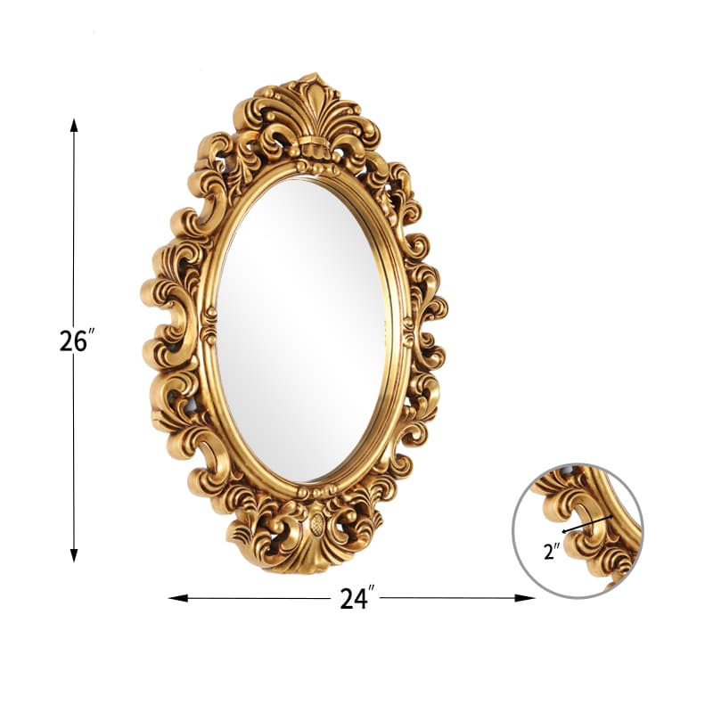 Oval Baroque Classic Wall Mirror 74cm x 54cm Gold Antique French Style