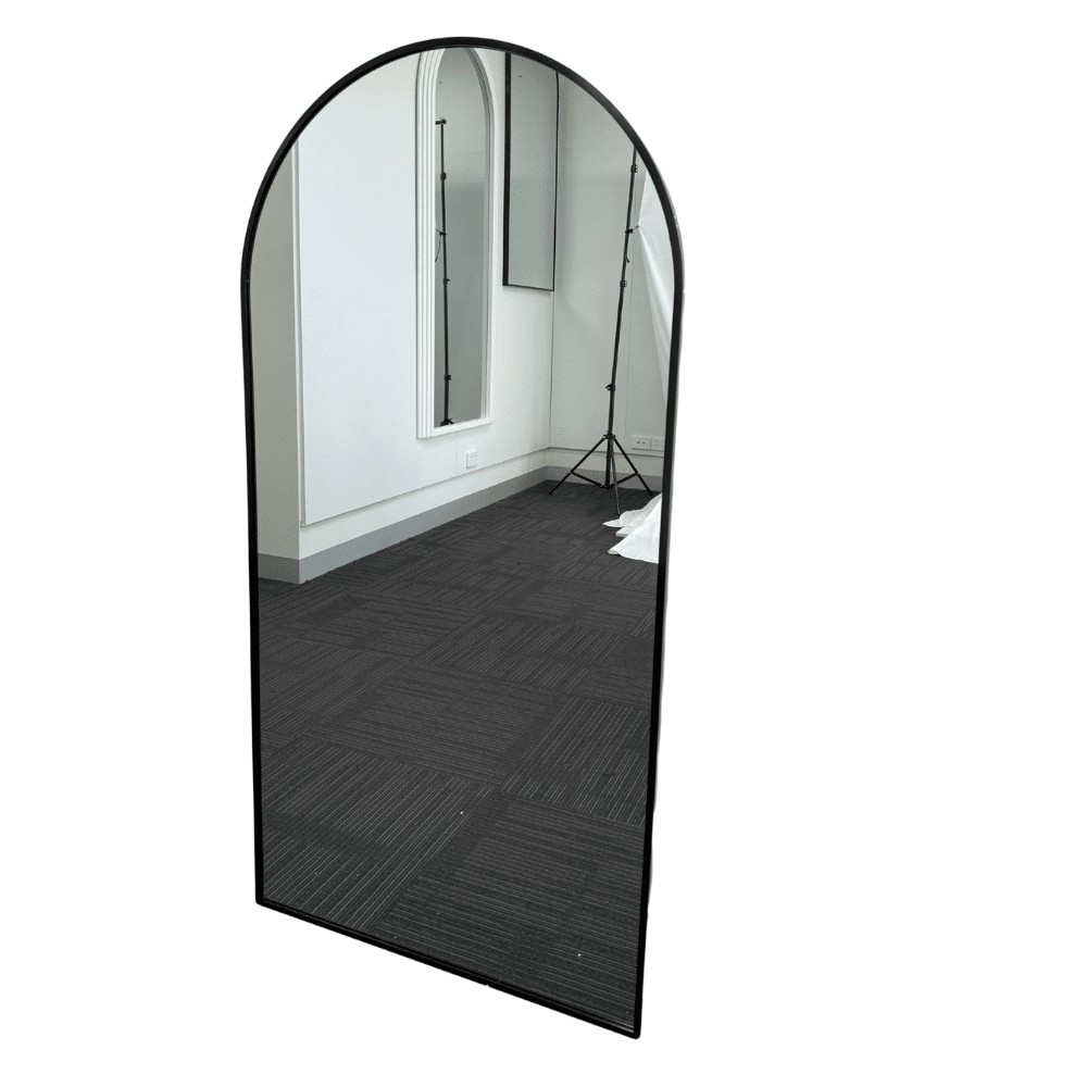 Arched Wall Mirror Black Aluminium Alloy Frame 70cm x 140cm Modern Full Body