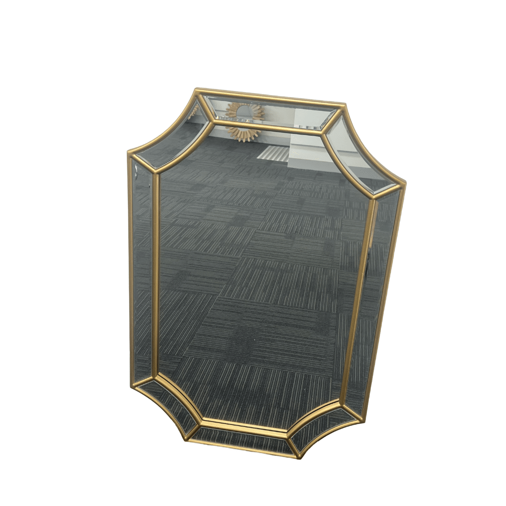 Besty Irregular Wall Mirror 60cm x 90cm Gold Solid Wood Decorative Accent
