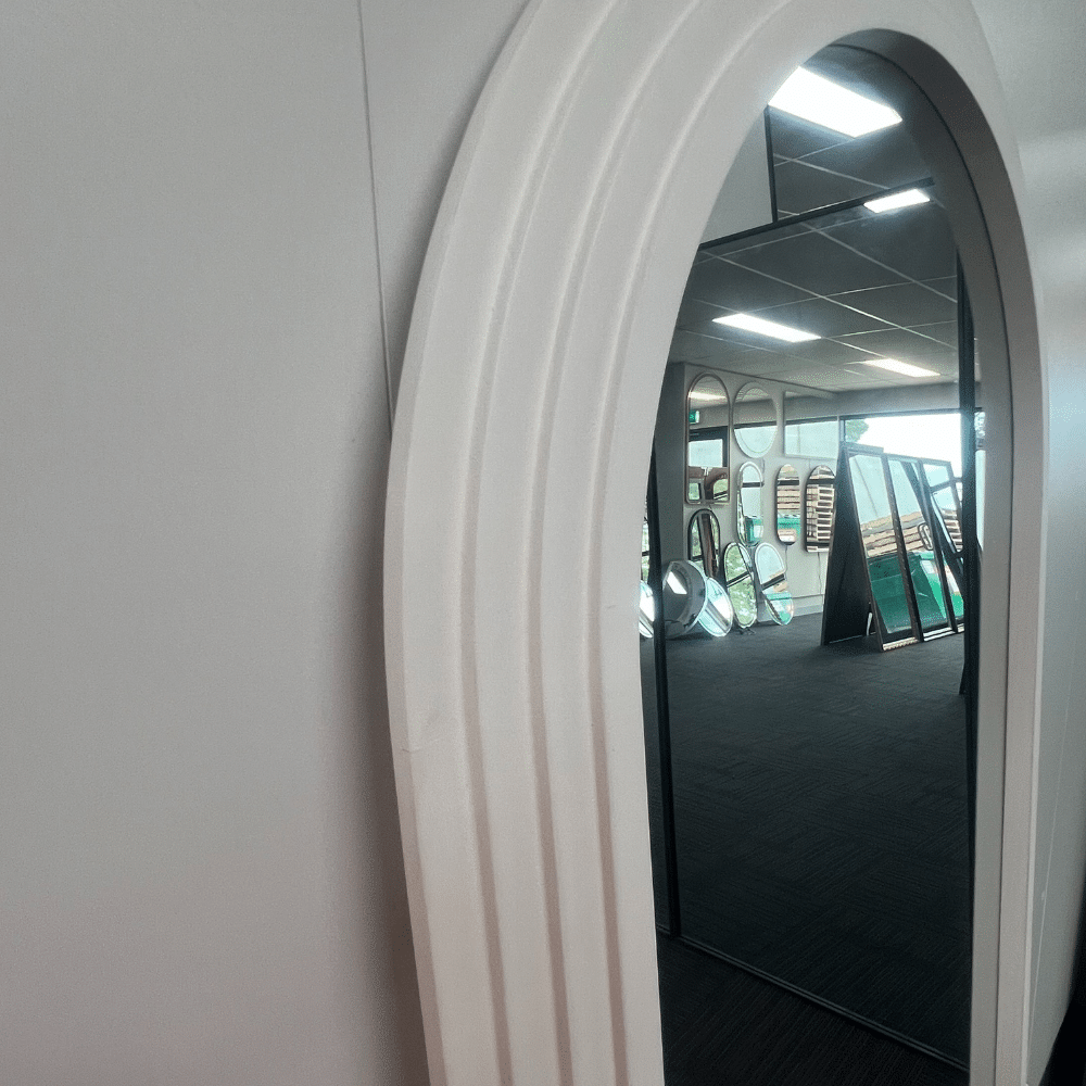 Besty Arched Wall Mirror 80cm x 180cm White Solid Wood Frame