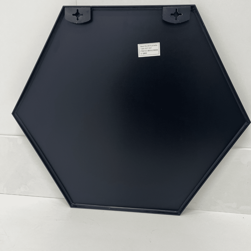 Besty Hexagon Wall Mirror 70cm x 81cm Black Aluminium Modern Décor