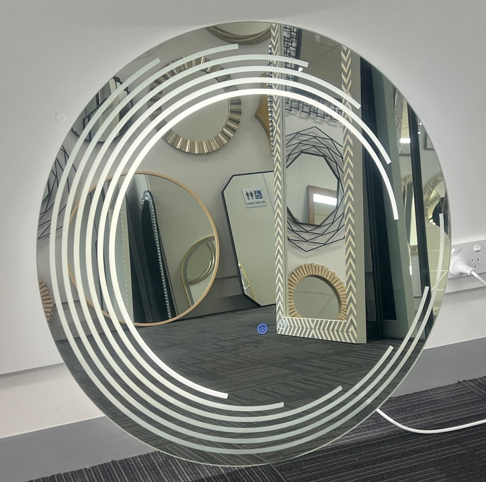 Besty Round Concentric LED Mirror 80cm x 80cm Frameless Defogger Dimmable Light