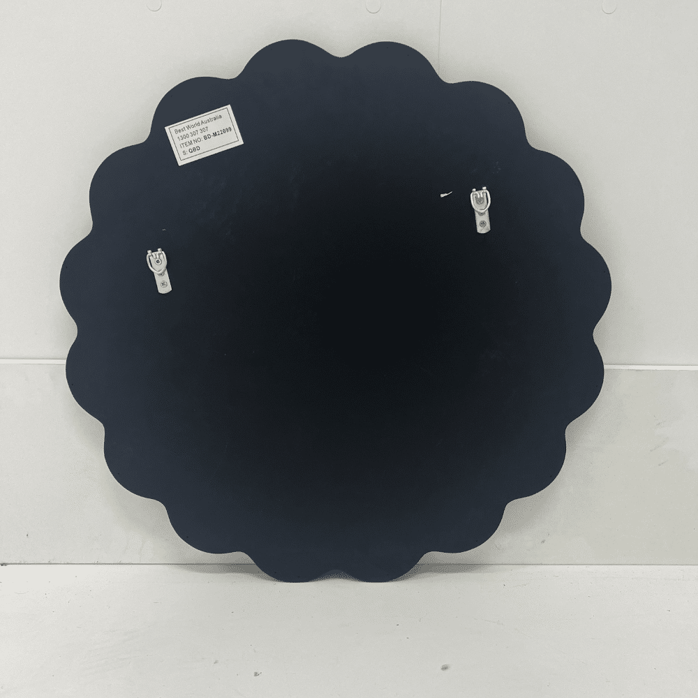 Besty Wavy Round Wall Mirror 60cm x 60cm Black MDF Frame