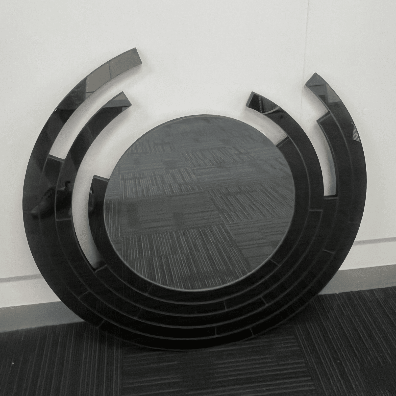 Besty Frameless Round Wall Mirror 90cm Black Minimalist Modern Décor