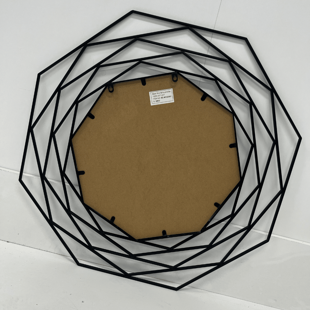Besty Octagon Wall Mirror 87cm x 88cm Black Steel Frame