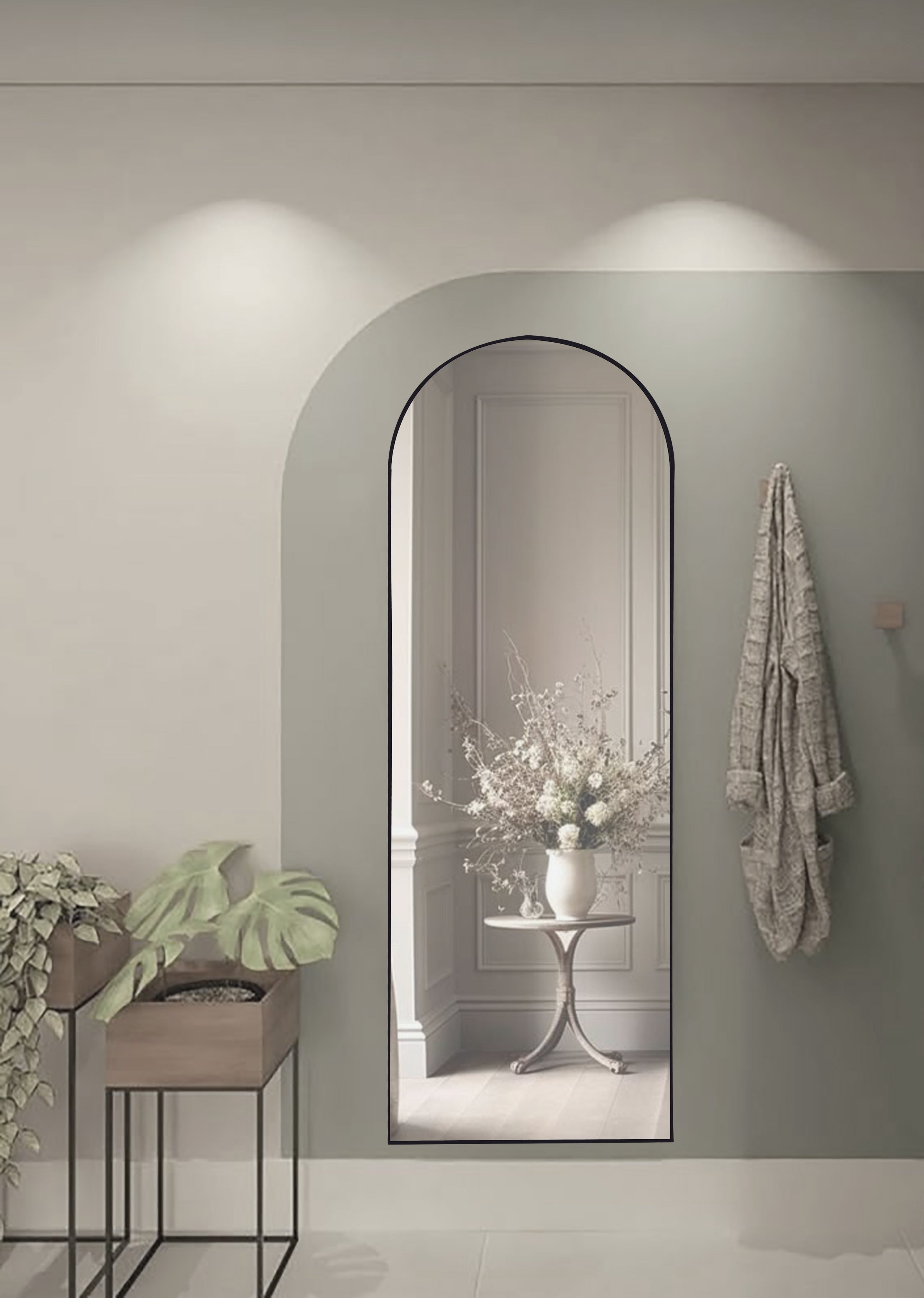 Modern Black Dense Arch Full Length Mirror