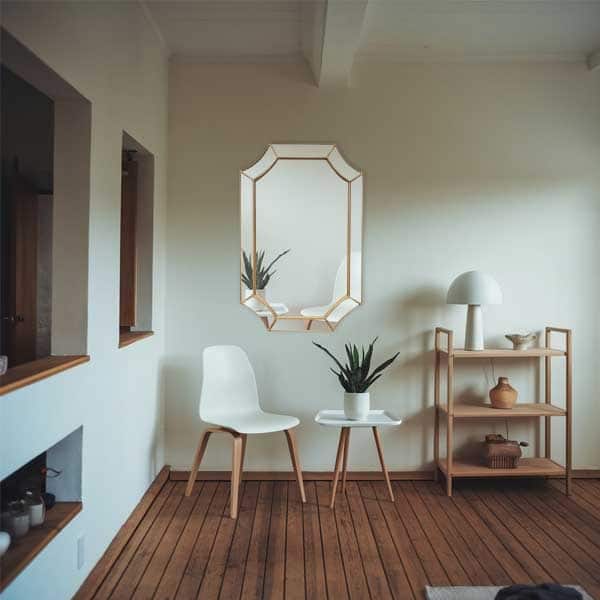 Besty Irregular Wall Mirror 60cm x 90cm Gold Solid Wood Decorative Accent