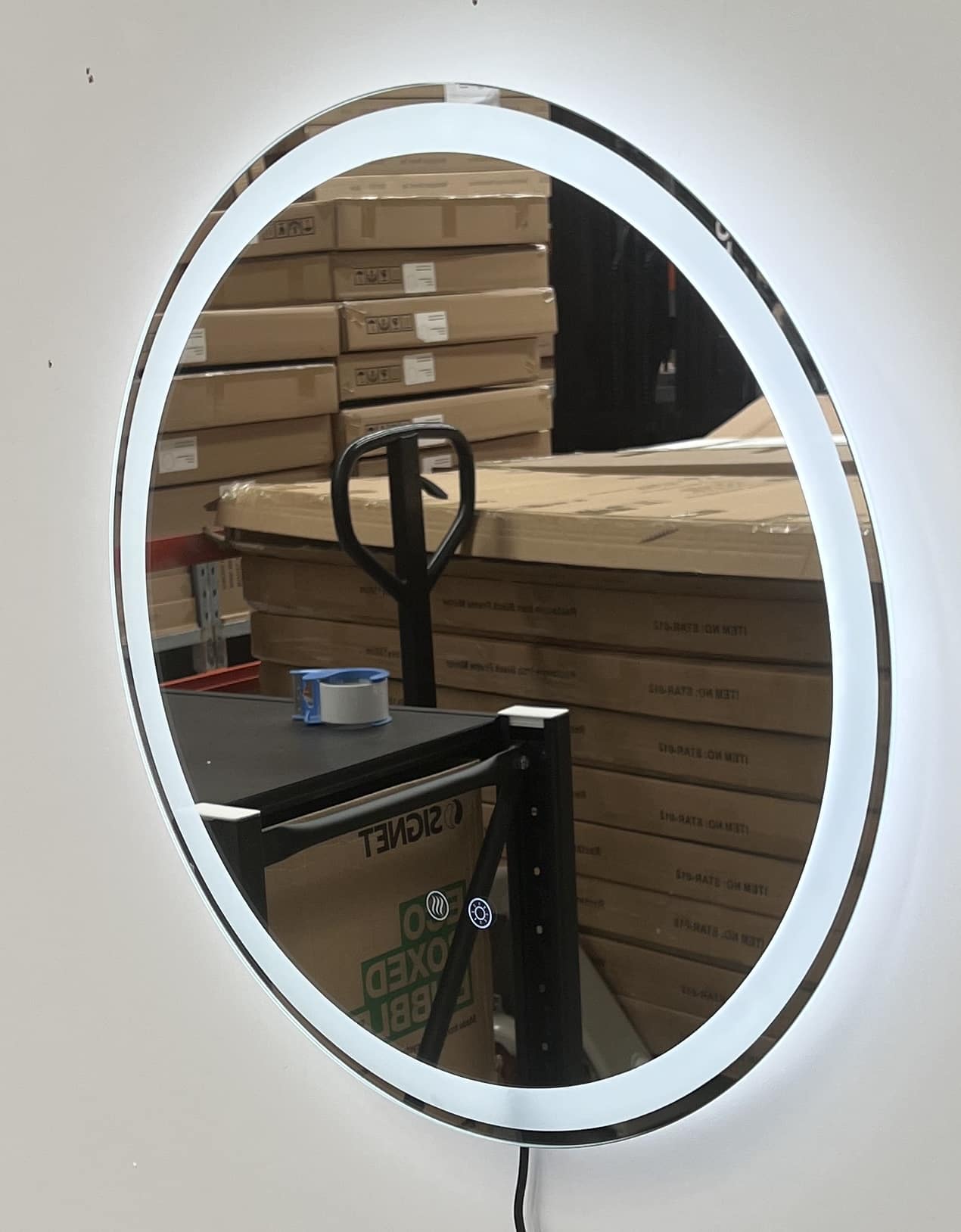 Round LED Mirror 80cm Frosted Defogger Dimmable 25mm Strip