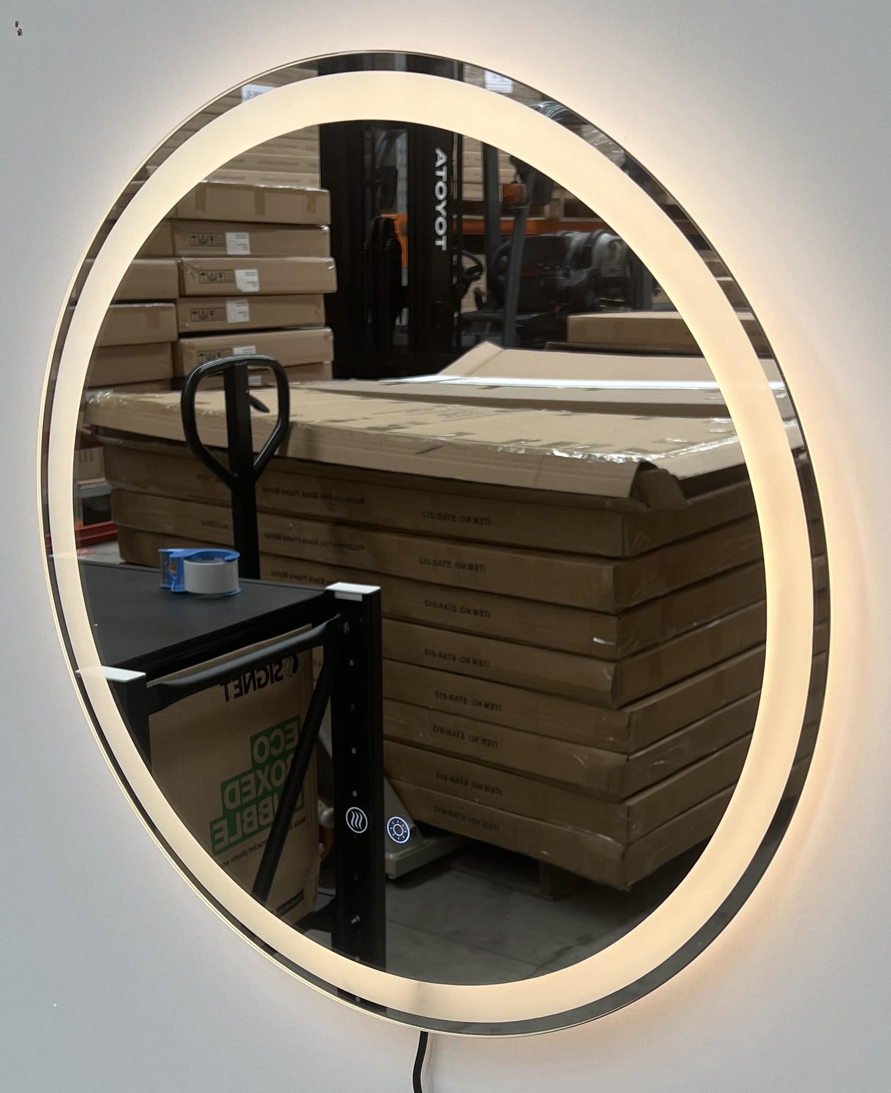 Round LED Mirror 80cm Frosted Defogger Dimmable 25mm Strip