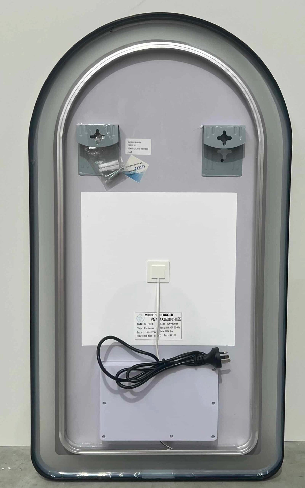 Arched LED Black Frame Wall Mirror 130cm x 70cm Frosted Dimmable Vanity Defogger - FLM103