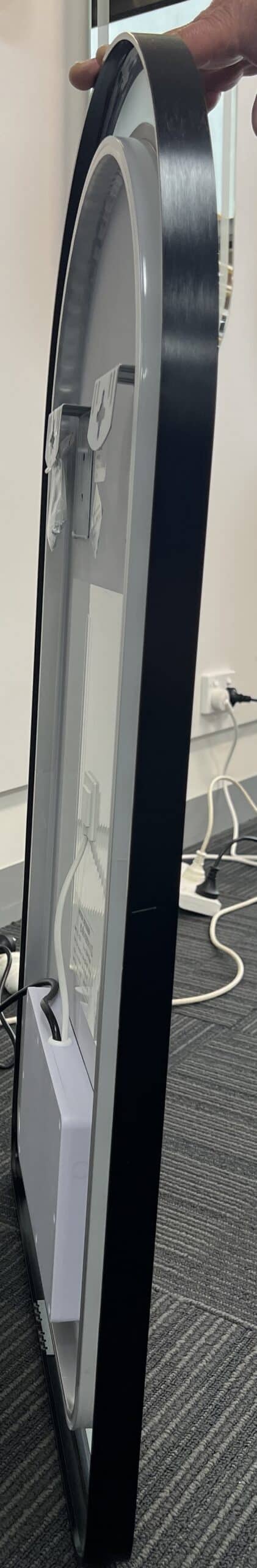 Arched LED Black Frame Wall Mirror 100cm x 75cm Frosted Dimmable Vanity Defogger