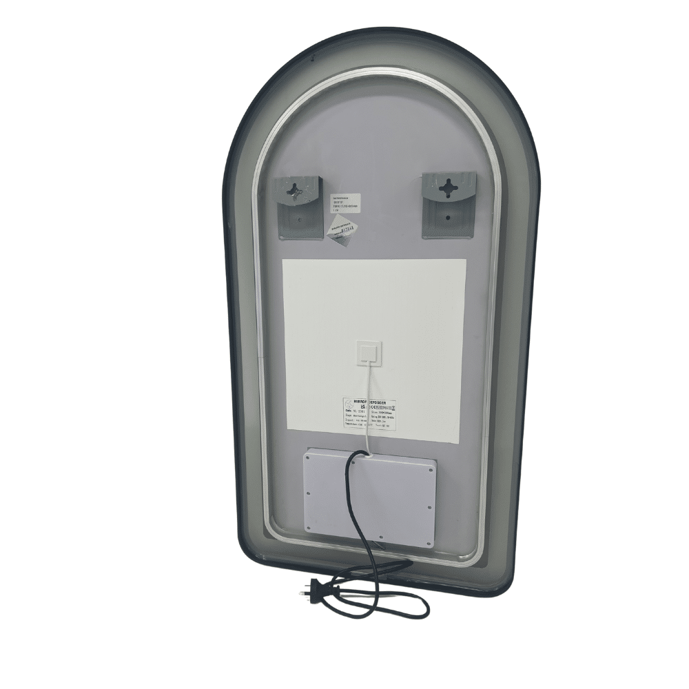 Arched LED Black Frame Wall Mirror 130cm x 70cm Frosted Dimmable Vanity Defogger - FLM103