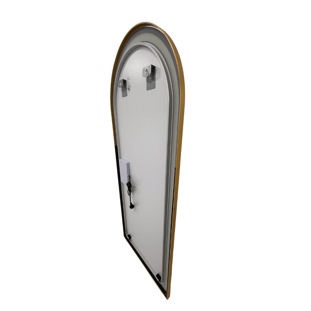 Full Length Arched LED Mirror 180cm x 80cm Freestanding Wall Mounted Gold Frame Dimmable