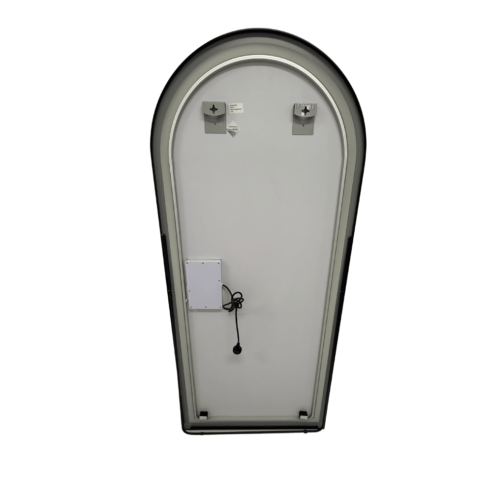 Full Length Arched LED Mirror 180cm x 80cm Freestanding Wall Mounted Black Frame Dimmable