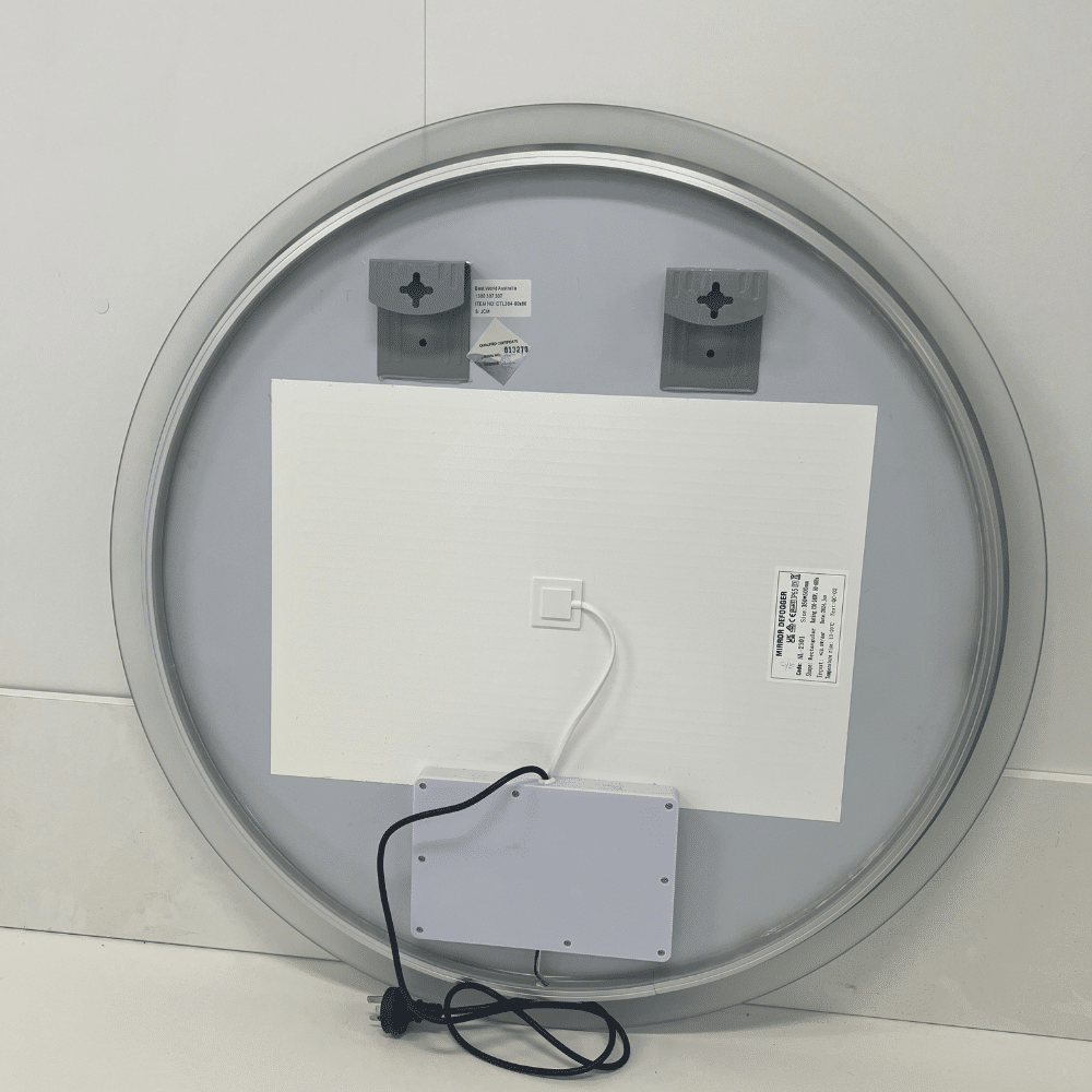 Round LED Mirror 90cm Frosted Defogger Dimmable 30mm Strip