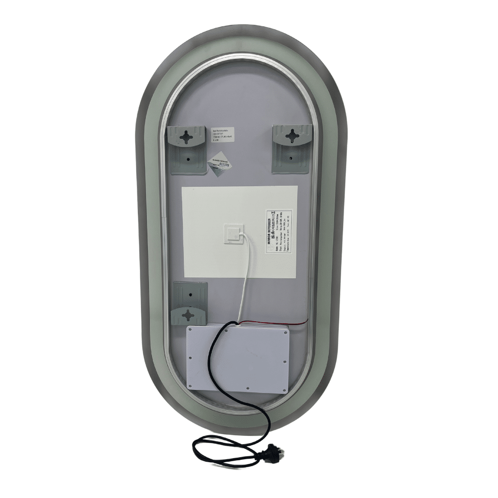 Oval LED Mirror Frameless Frosted Bathroom Mirror with Defogger & Dimmable 30mm LED Strip 90cm x 45cm