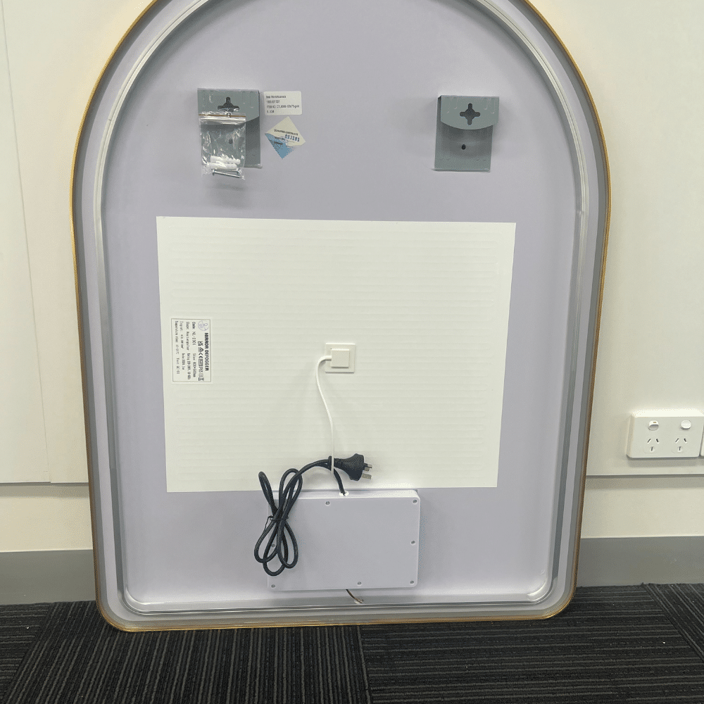 Arched LED Wall Mirror 90cm x 50cm Gold Bevel Frame Backlit Dimmable Defogger