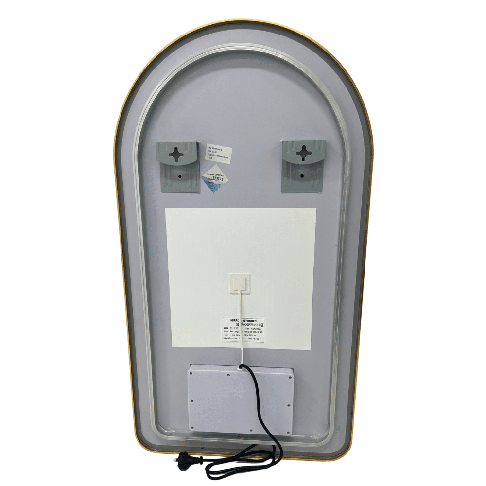 Arched LED Wall Mirror 90cm x 50cm Gold Bevel Frame Backlit Dimmable Defogger