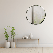 Black Framed Classic Round 60cm Decorative Wall Mirror for Living Rooms Bedrooms Bathrooms